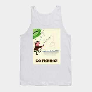 Go fishing cartoon. Tank Top